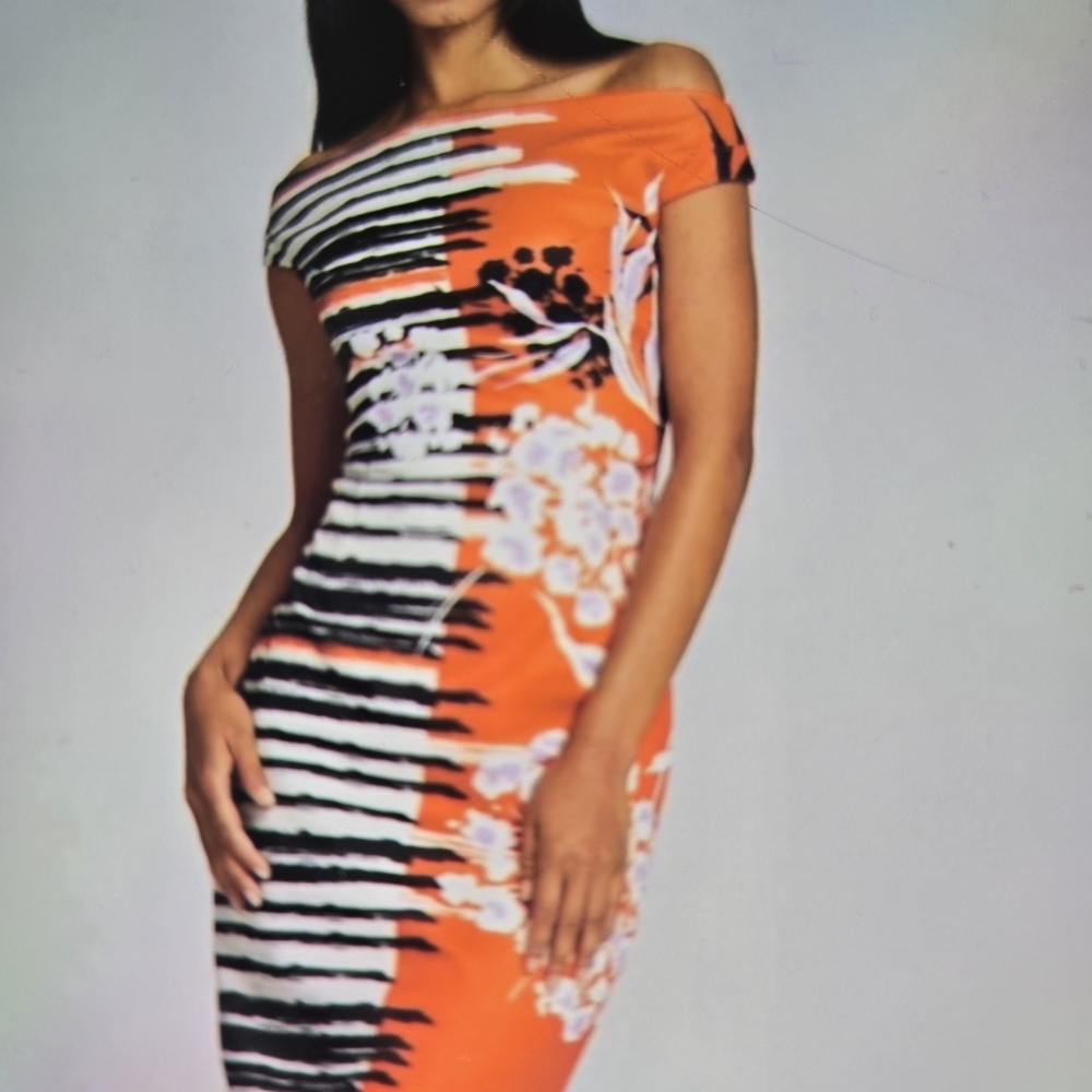 Rickie Freeman For Teri Jon Multicolor Bodycon Scuba Dress Size 8